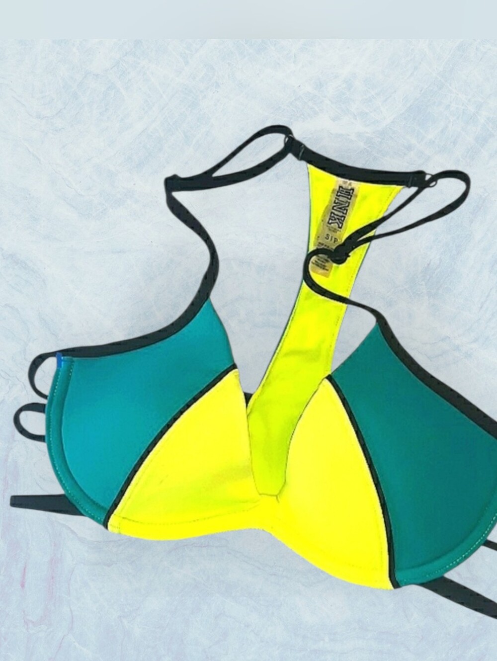 Pink VS Bikini Top Color Block Yellow Teal Victoria Secret